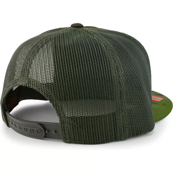 imageTrendy Apparel Shop Flexfit Brand 5 Panel Classic Trucker Flatbill Mesh Snapback CapMulticam Green