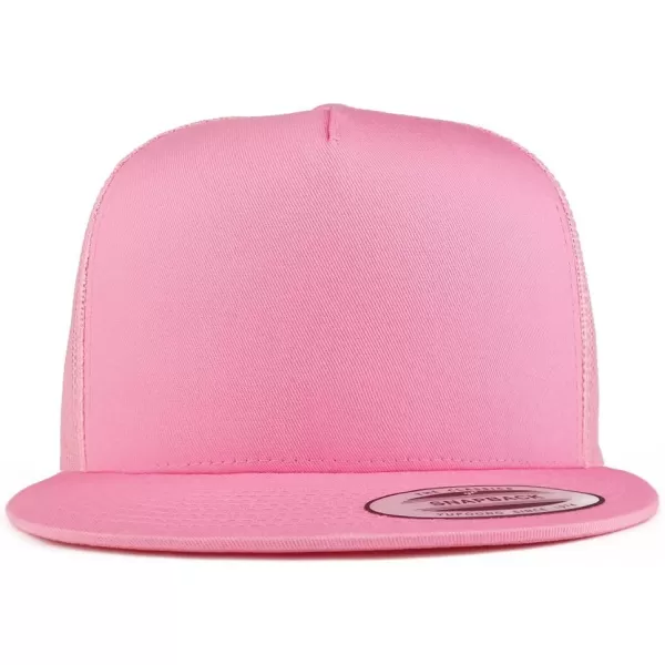 imageTrendy Apparel Shop Flexfit Brand 5 Panel Classic Trucker Flatbill Mesh Snapback CapPink