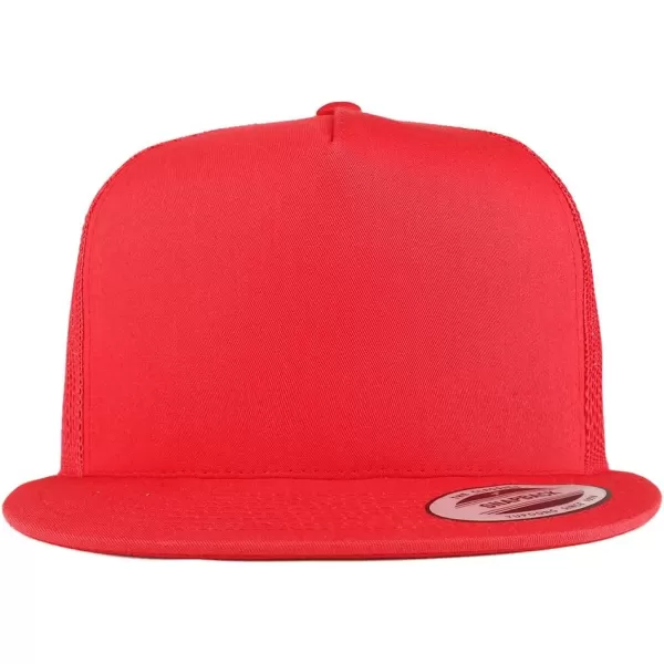 imageTrendy Apparel Shop Flexfit Brand 5 Panel Classic Trucker Flatbill Mesh Snapback CapRed
