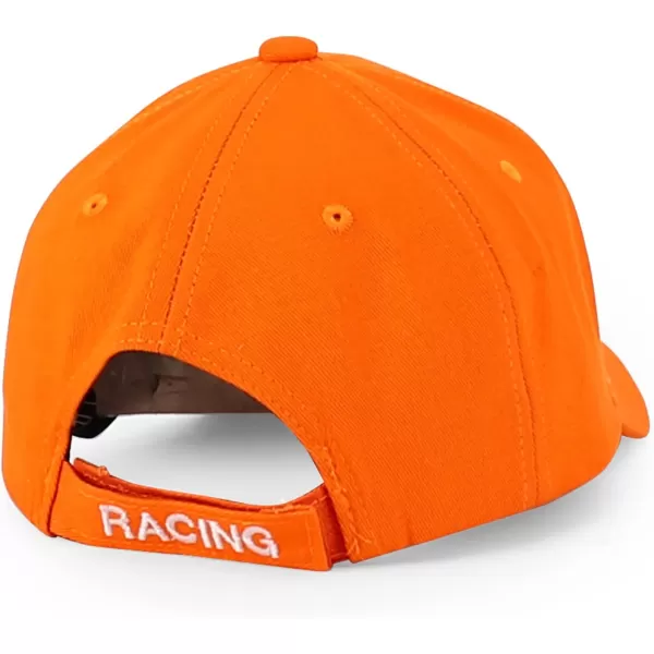 imageTrendy Apparel Shop Junior Kid Size Racing 3D Embroidered Flame Car Race Flag Baseball CapOrange