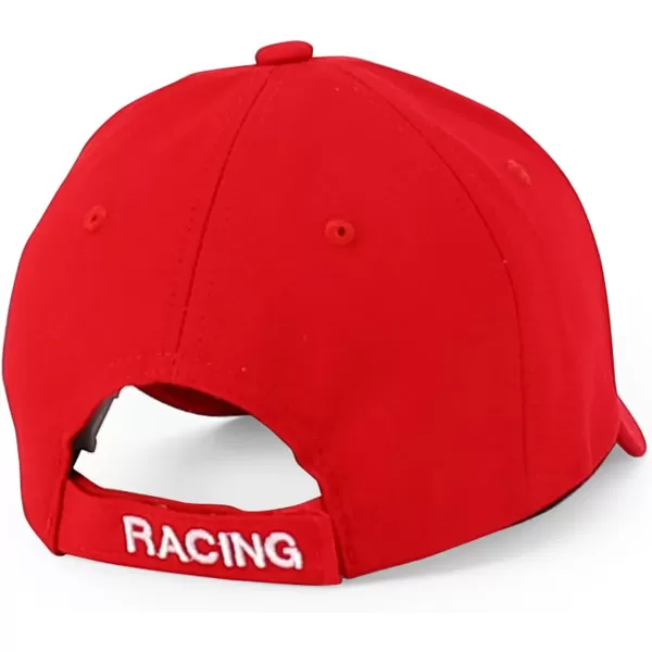 imageTrendy Apparel Shop Junior Kid Size Racing 3D Embroidered Flame Car Race Flag Baseball CapRed