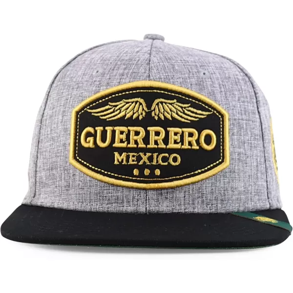 imageTrendy Apparel Shop Mexico States with Eagle Embroidered Flatbill Snapback CapGuerrero Hgrey Black