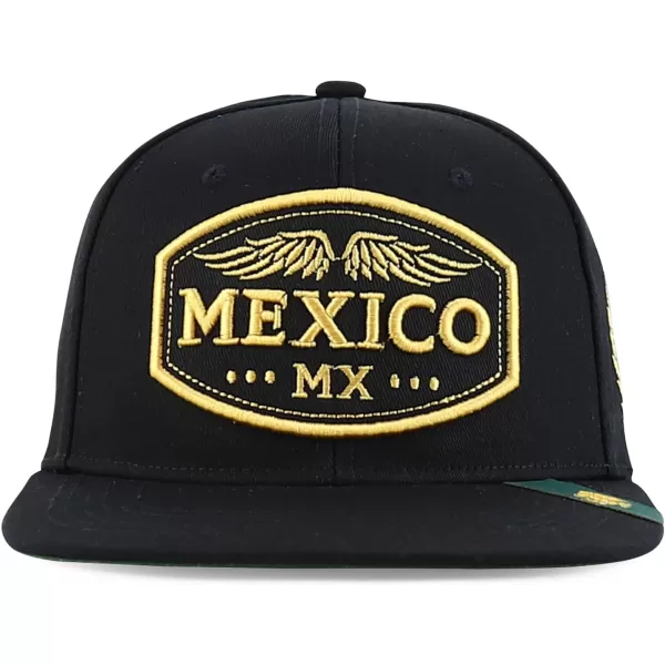 imageTrendy Apparel Shop Mexico States with Eagle Embroidered Flatbill Snapback CapMexico Black Black