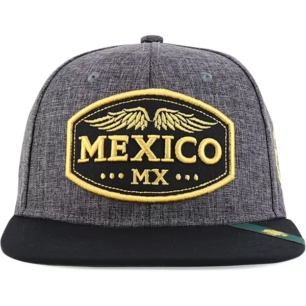 imageTrendy Apparel Shop Mexico States with Eagle Embroidered Flatbill Snapback CapMexico Charcoal Black