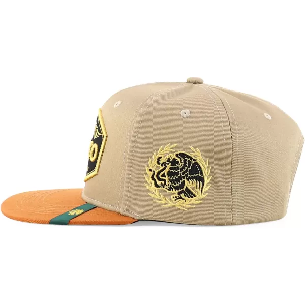 imageTrendy Apparel Shop Mexico States with Eagle Embroidered Flatbill Snapback CapMexico Khaki Tan