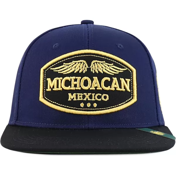 imageTrendy Apparel Shop Mexico States with Eagle Embroidered Flatbill Snapback CapMichoacan Navy Black