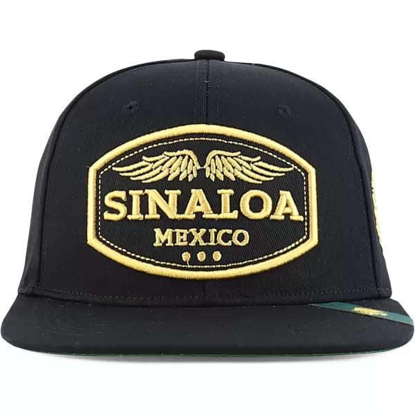 imageTrendy Apparel Shop Mexico States with Eagle Embroidered Flatbill Snapback CapSinaloa Black Black