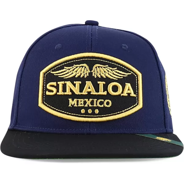 imageTrendy Apparel Shop Mexico States with Eagle Embroidered Flatbill Snapback CapSinaloa Navy Black