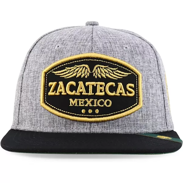 imageTrendy Apparel Shop Mexico States with Eagle Embroidered Flatbill Snapback CapZacatecas Hgrey Black