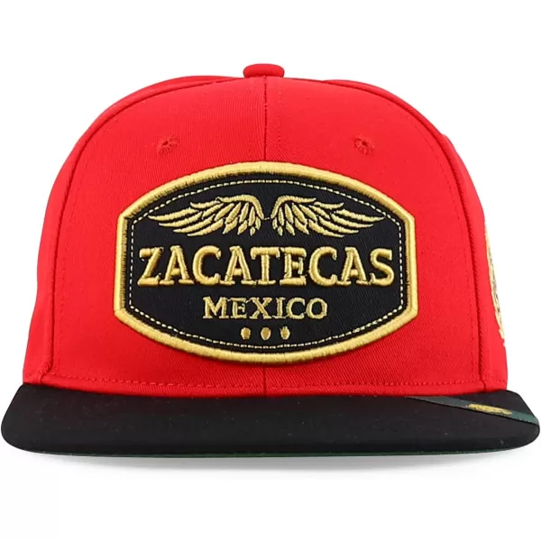 imageTrendy Apparel Shop Mexico States with Eagle Embroidered Flatbill Snapback CapZacatecas Red Black