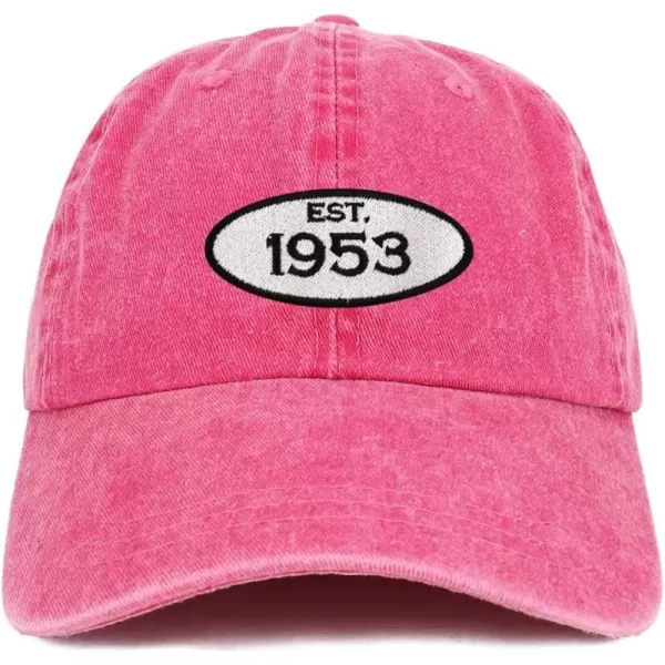 imageTrendy Apparel Shop Established 1954 Embroidered 70th Birthday Gift Pigment Dyed Washed Cotton CapFuchsia