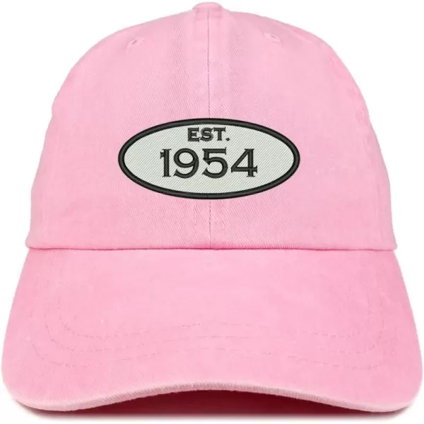 imageTrendy Apparel Shop Established 1954 Embroidered 70th Birthday Gift Pigment Dyed Washed Cotton CapPink