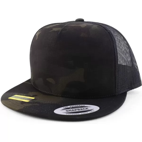 imageTrendy Apparel Shop Flexfit Brand 5 Panel Classic Trucker Flatbill Mesh Snapback CapBlack Camo