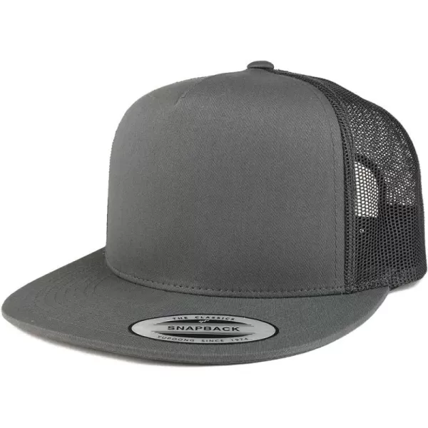 imageTrendy Apparel Shop Flexfit Brand 5 Panel Classic Trucker Flatbill Mesh Snapback CapCharcoal