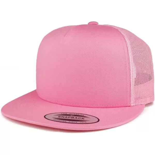 imageTrendy Apparel Shop Flexfit Brand 5 Panel Classic Trucker Flatbill Mesh Snapback CapPink