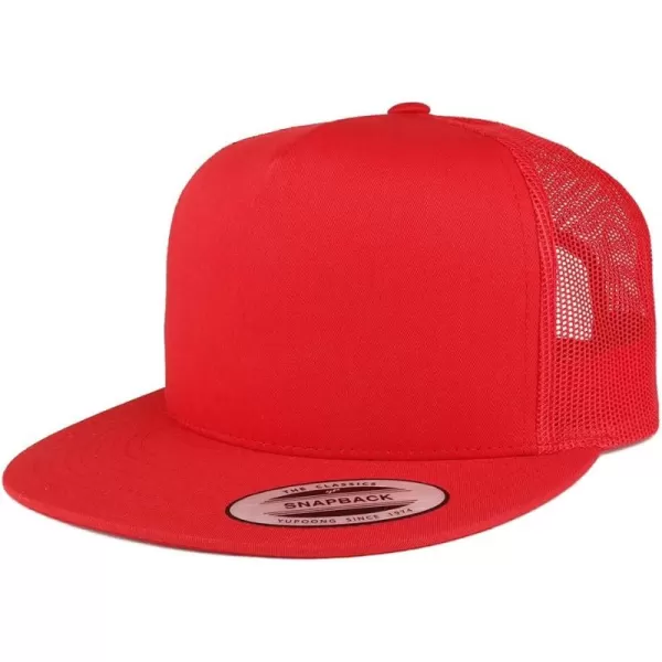 imageTrendy Apparel Shop Flexfit Brand 5 Panel Classic Trucker Flatbill Mesh Snapback CapRed