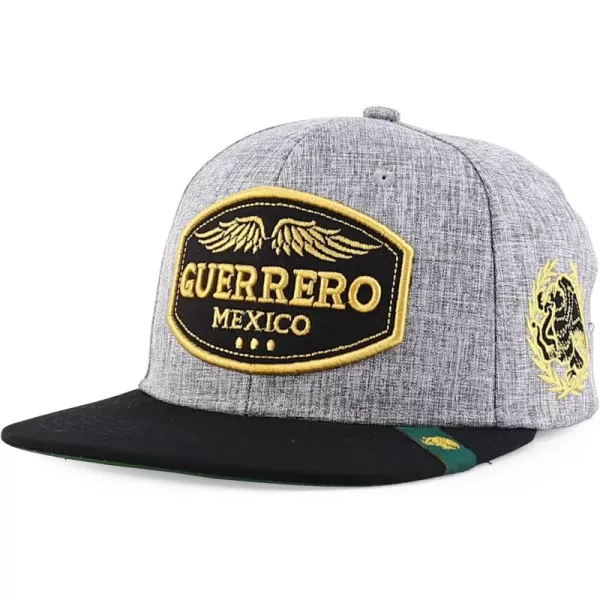 imageTrendy Apparel Shop Mexico States with Eagle Embroidered Flatbill Snapback CapGuerrero Hgrey Black