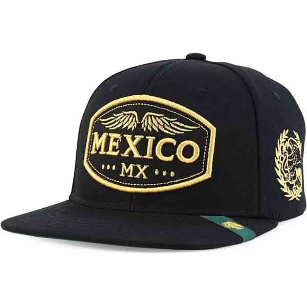 imageTrendy Apparel Shop Mexico States with Eagle Embroidered Flatbill Snapback CapMexico Black Black