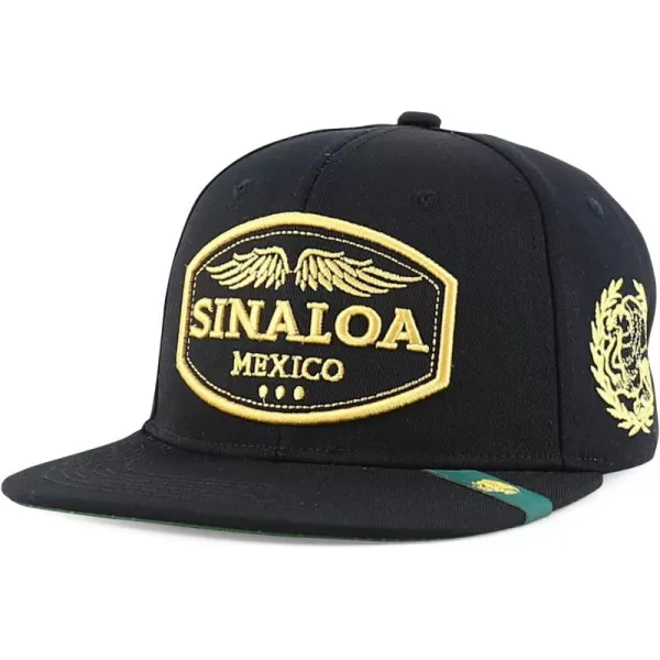 imageTrendy Apparel Shop Mexico States with Eagle Embroidered Flatbill Snapback CapSinaloa Black Black