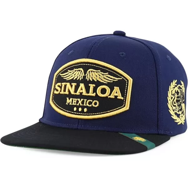 imageTrendy Apparel Shop Mexico States with Eagle Embroidered Flatbill Snapback CapSinaloa Navy Black