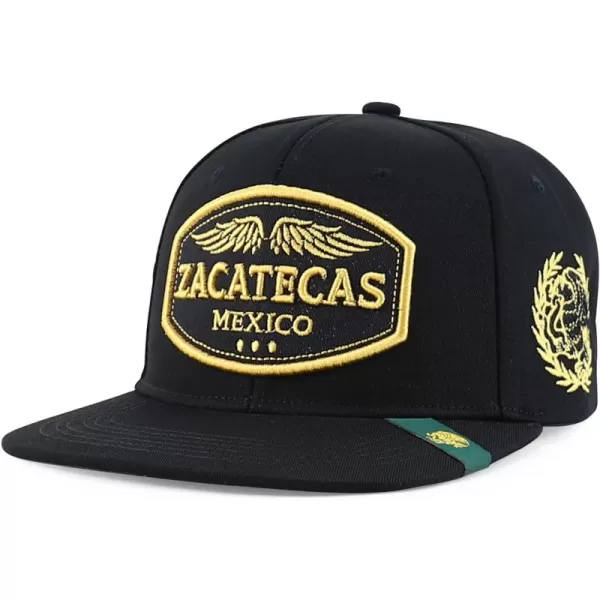 imageTrendy Apparel Shop Mexico States with Eagle Embroidered Flatbill Snapback CapZacatecas Black Black