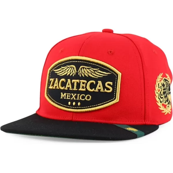 imageTrendy Apparel Shop Mexico States with Eagle Embroidered Flatbill Snapback CapZacatecas Red Black