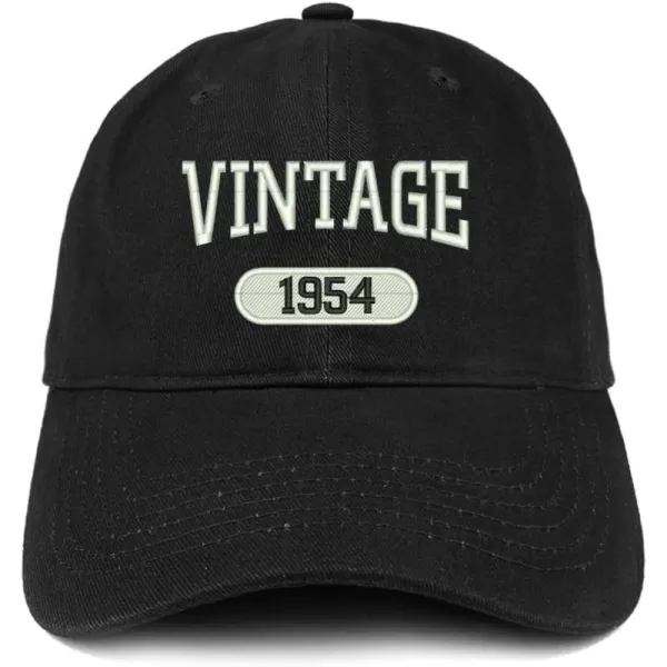 imageTrendy Apparel Shop Vintage 1954 Embroidered 70th Birthday Relaxed Fitting Cotton CapBlack