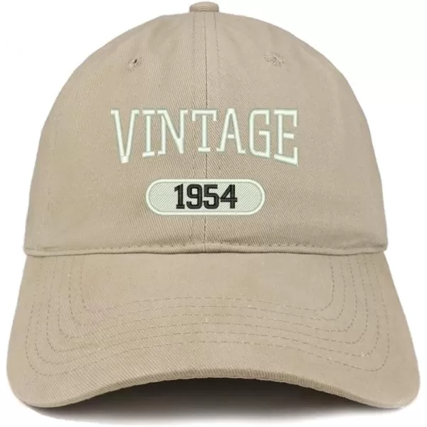 imageTrendy Apparel Shop Vintage 1954 Embroidered 70th Birthday Relaxed Fitting Cotton CapKhaki