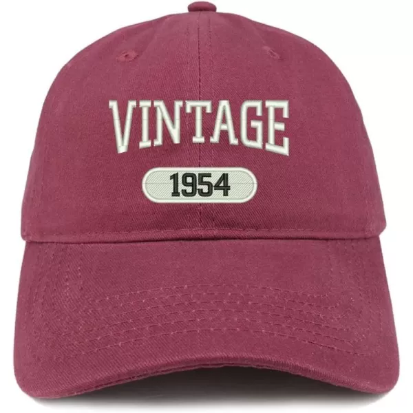 imageTrendy Apparel Shop Vintage 1954 Embroidered 70th Birthday Relaxed Fitting Cotton CapMaroon