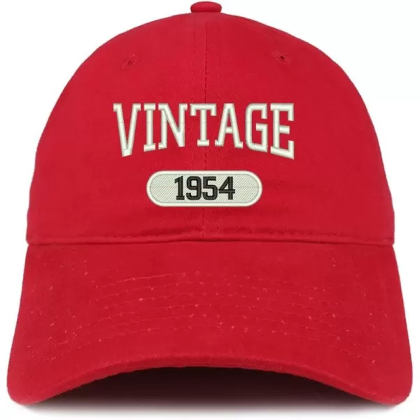 imageTrendy Apparel Shop Vintage 1954 Embroidered 70th Birthday Relaxed Fitting Cotton CapRed