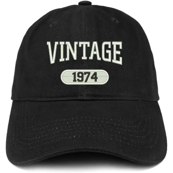 imageTrendy Apparel Shop Vintage 1974 Embroidered 50th Birthday Relaxed Fitting Cotton CapBlack