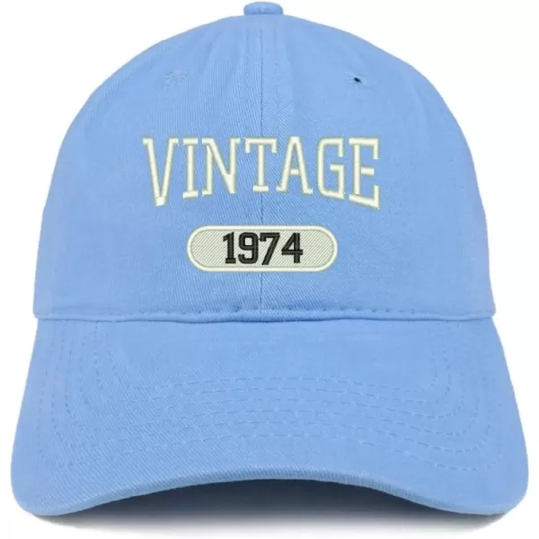 imageTrendy Apparel Shop Vintage 1974 Embroidered 50th Birthday Relaxed Fitting Cotton CapCarolina Blue