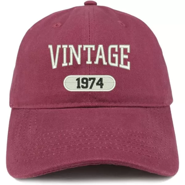 imageTrendy Apparel Shop Vintage 1974 Embroidered 50th Birthday Relaxed Fitting Cotton CapMaroon