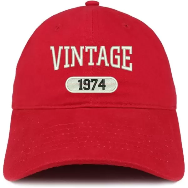 imageTrendy Apparel Shop Vintage 1974 Embroidered 50th Birthday Relaxed Fitting Cotton CapRed