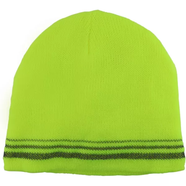imageTrendy Apparel Shop 3 Reflective Stripes High Visibility Safety Beanie HatSafety Yellow
