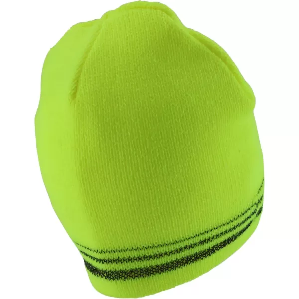 imageTrendy Apparel Shop 3 Reflective Stripes High Visibility Safety Beanie HatSafety Yellow