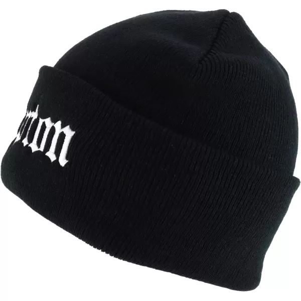 imageTrendy Apparel Shop Compton Old English Font Embroidered Long Cuff BeanieBlack