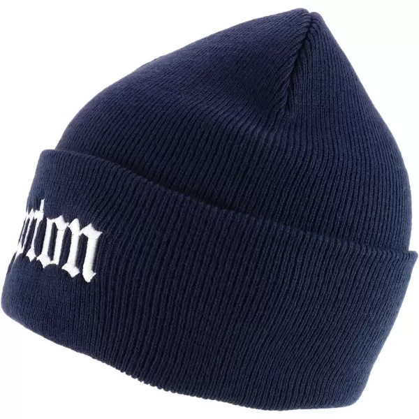 imageTrendy Apparel Shop Compton Old English Font Embroidered Long Cuff BeanieNavy