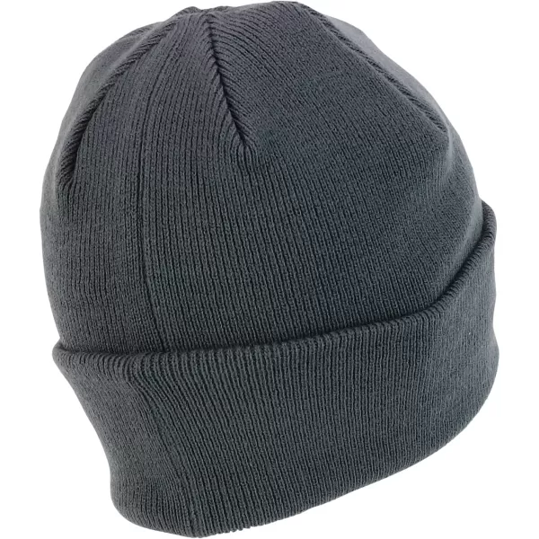imageTrendy Apparel Shop Cotton Twill Patch Rib Knit Cuff Long BeanieGrey