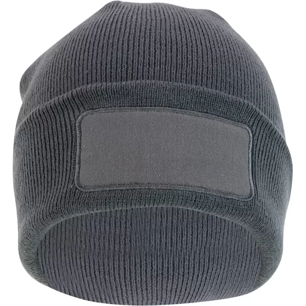 imageTrendy Apparel Shop Cotton Twill Patch Rib Knit Cuff Long BeanieGrey