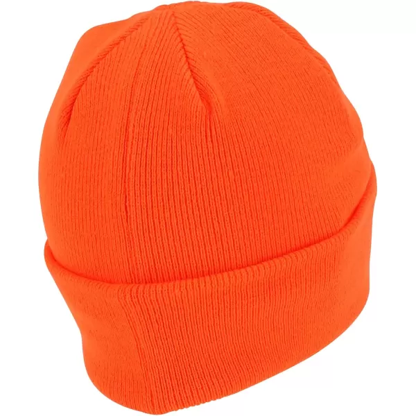 imageTrendy Apparel Shop Cotton Twill Patch Rib Knit Cuff Long BeanieNeon Orange