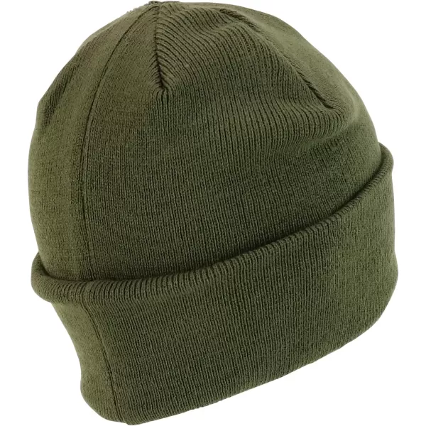 imageTrendy Apparel Shop Cotton Twill Patch Rib Knit Cuff Long BeanieOlive
