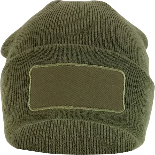 imageTrendy Apparel Shop Cotton Twill Patch Rib Knit Cuff Long BeanieOlive