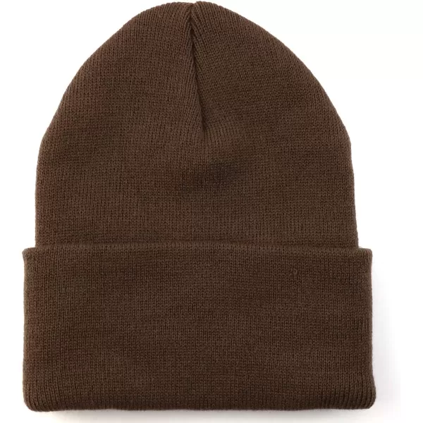 imageTrendy Apparel Shop Knitted Acrylic 3 Inches Folded Cuff Solid Winter BeanieBrown