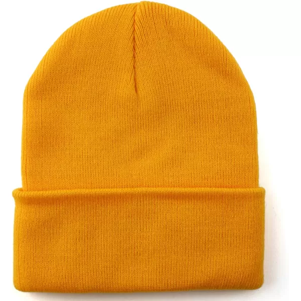 imageTrendy Apparel Shop Knitted Acrylic 3 Inches Folded Cuff Solid Winter BeanieGold
