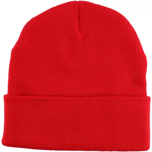 imageTrendy Apparel Shop Knitted Acrylic 3 Inches Folded Cuff Solid Winter BeanieRed