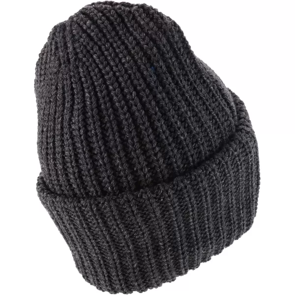 imageTrendy Apparel Shop Long Cuffed Plain Thick Ribbed Chunky Knit Winter Beanie HatCharcoal