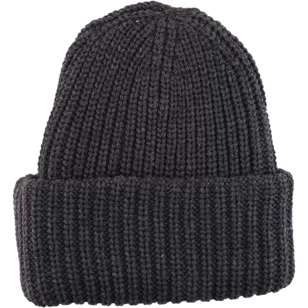 imageTrendy Apparel Shop Long Cuffed Plain Thick Ribbed Chunky Knit Winter Beanie HatCharcoal