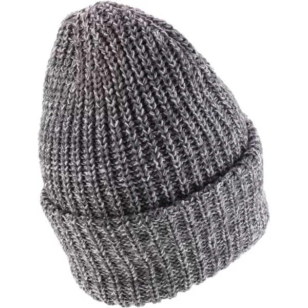 imageTrendy Apparel Shop Long Cuffed Plain Thick Ribbed Chunky Knit Winter Beanie HatGrey White