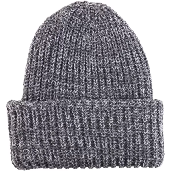 imageTrendy Apparel Shop Long Cuffed Plain Thick Ribbed Chunky Knit Winter Beanie HatGrey White